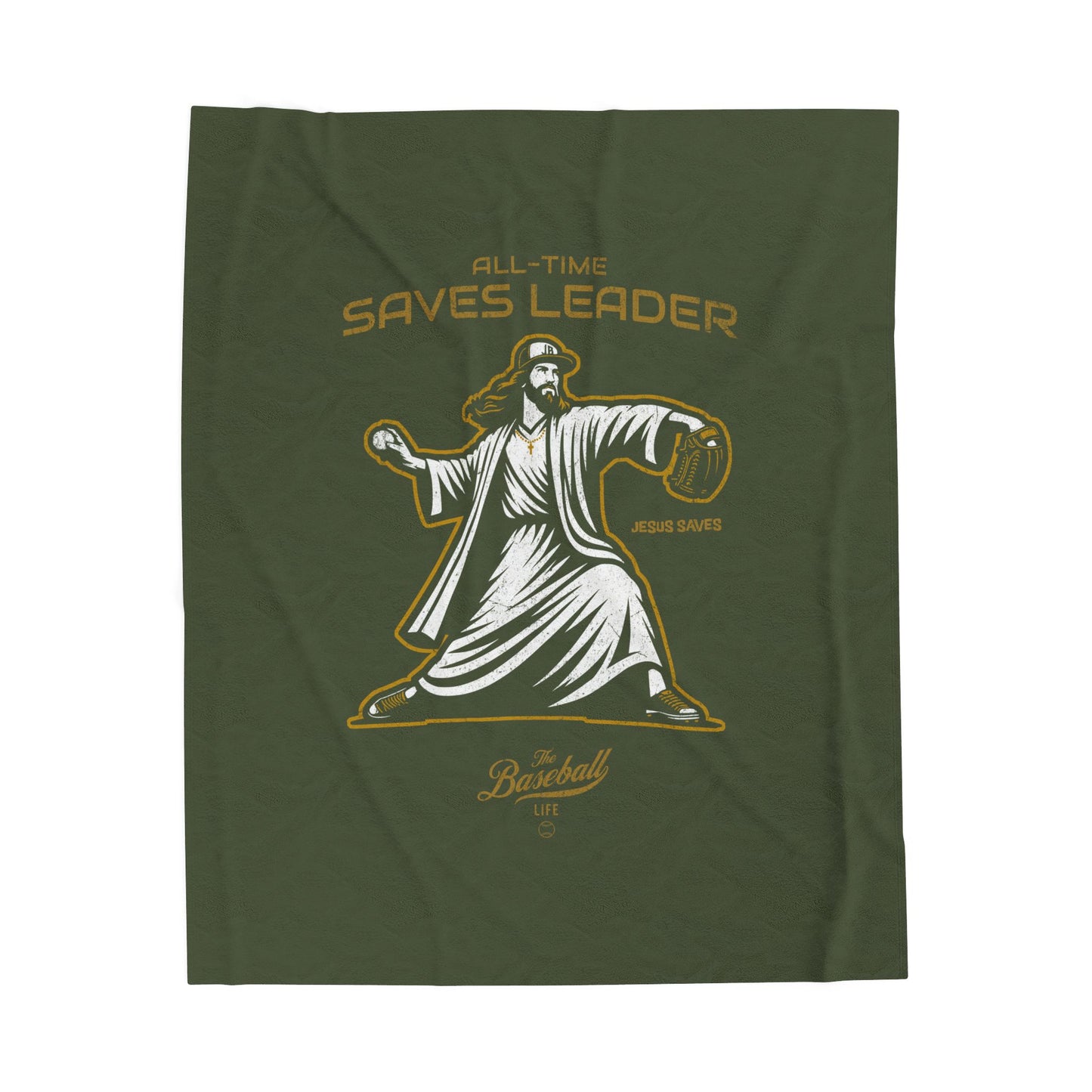 Velveteen Plush Blanket_All-Time Saves Leader_Military Green