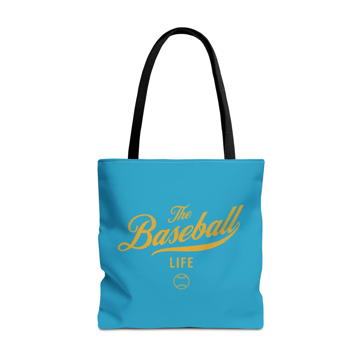 The Baseball Life Tote Bag_Turquoise w Yellow Gold Print