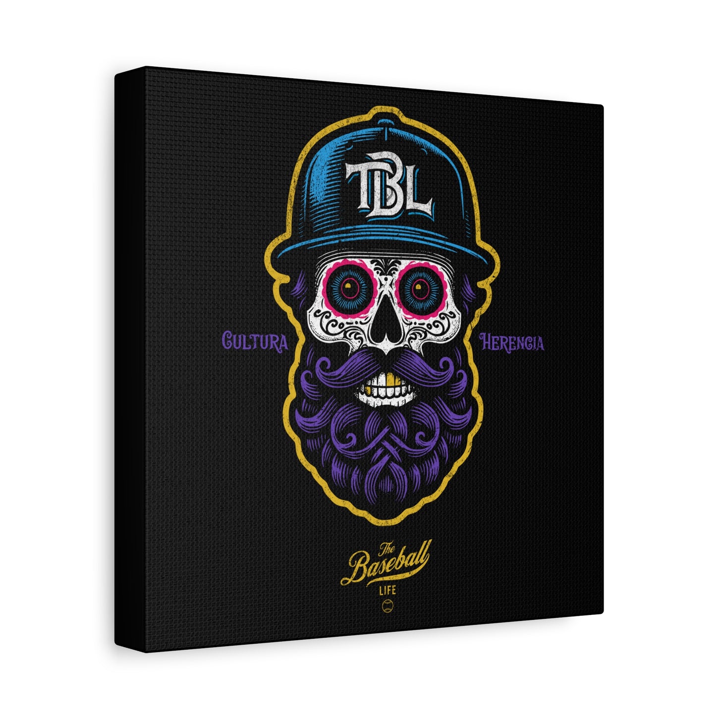 Beisbol Sugar Skull Series_Player 2 Wall Art Canvas_Black