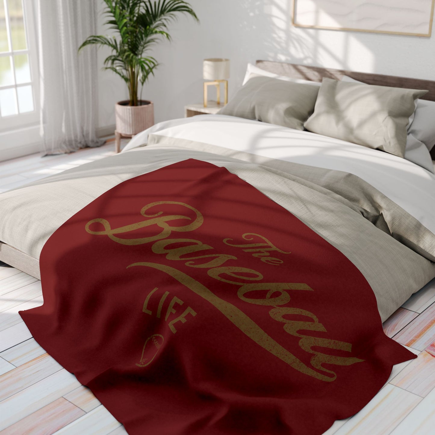 Fleece Blanket_Maroon w Old Gold Print