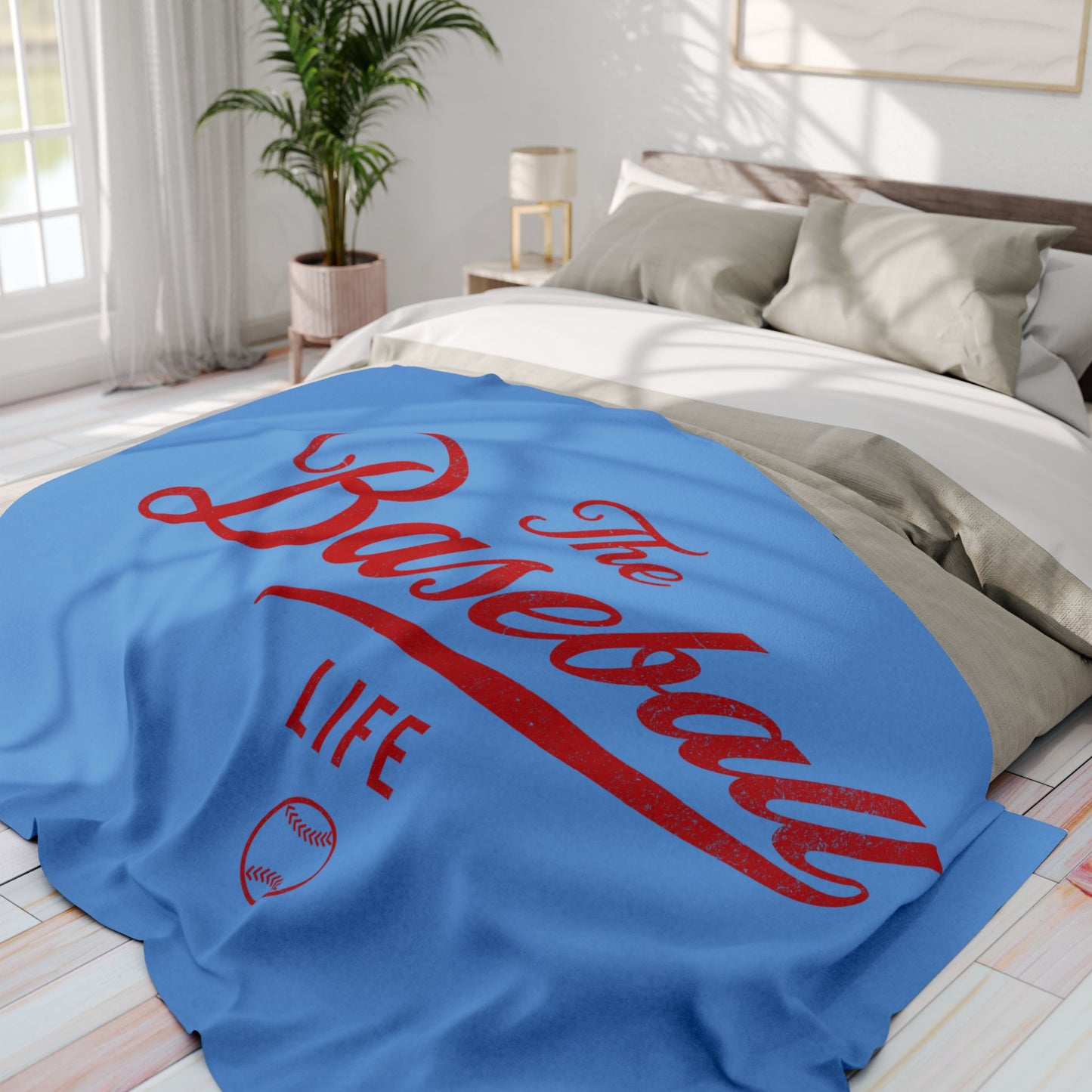 Fleece Blanket_Carolina Blue w Red Print