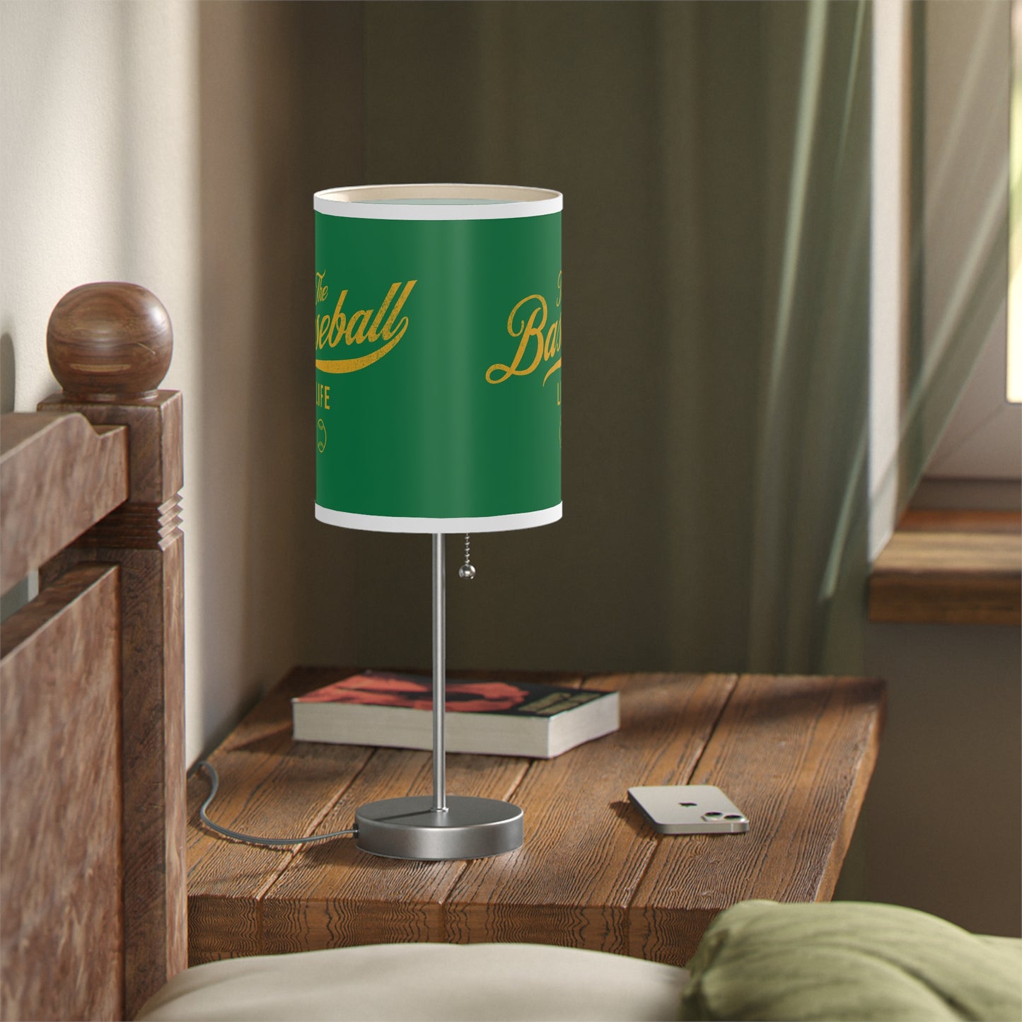 Table Lamp_Green w Yellow Gold Print