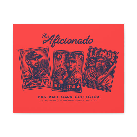 The Aficionado Baseball Card Collector Wall Art Canvas_Coral Red