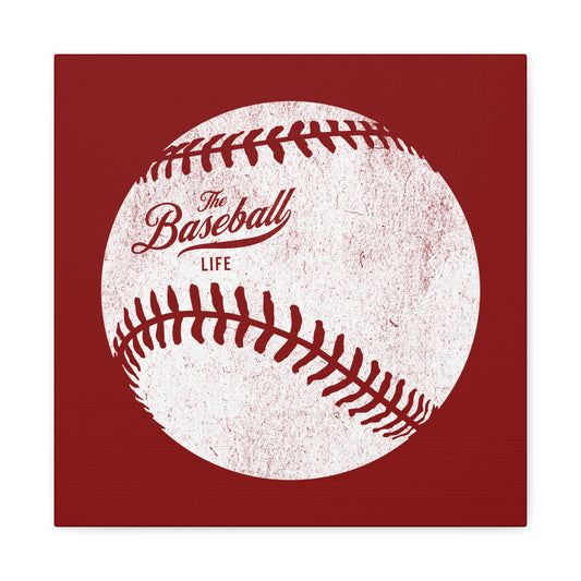 Weathered Baseball Wall Art Canvas_Cardinal Red