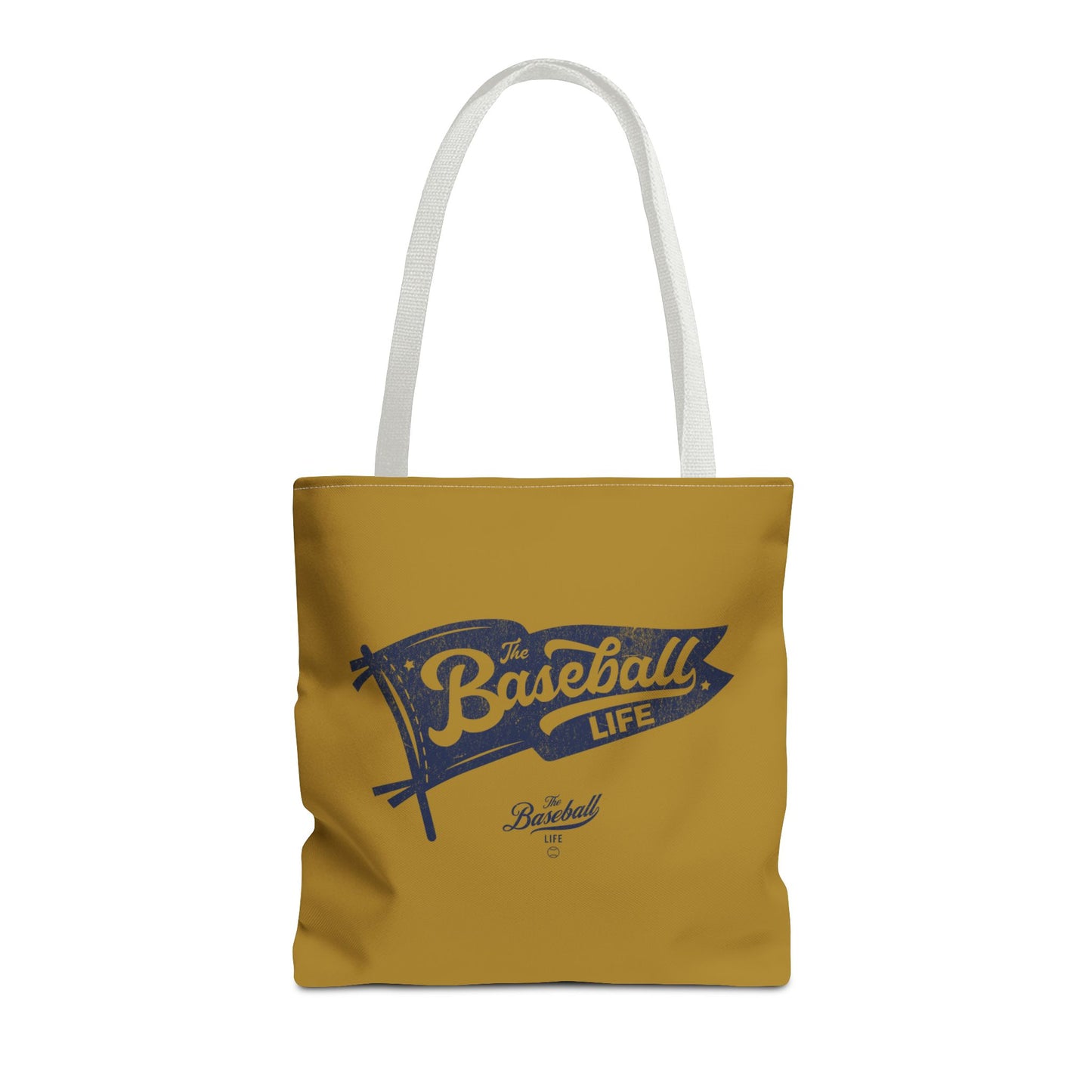 Vintage Pennant Tote Bag_Navy Print on Old Gold