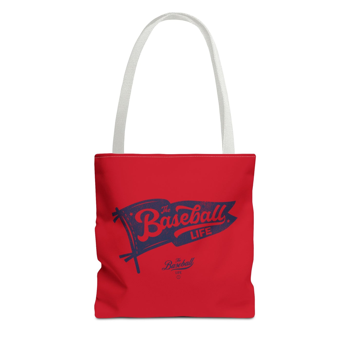 Vintage Pennant Tote Bag_Navy Print on Red