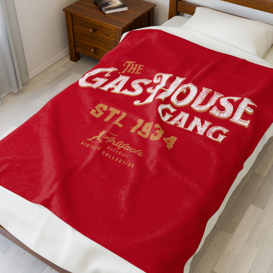 Velveteen Plush Blanket_Artifacts Baseball Collection_Gashouse Gang_Red