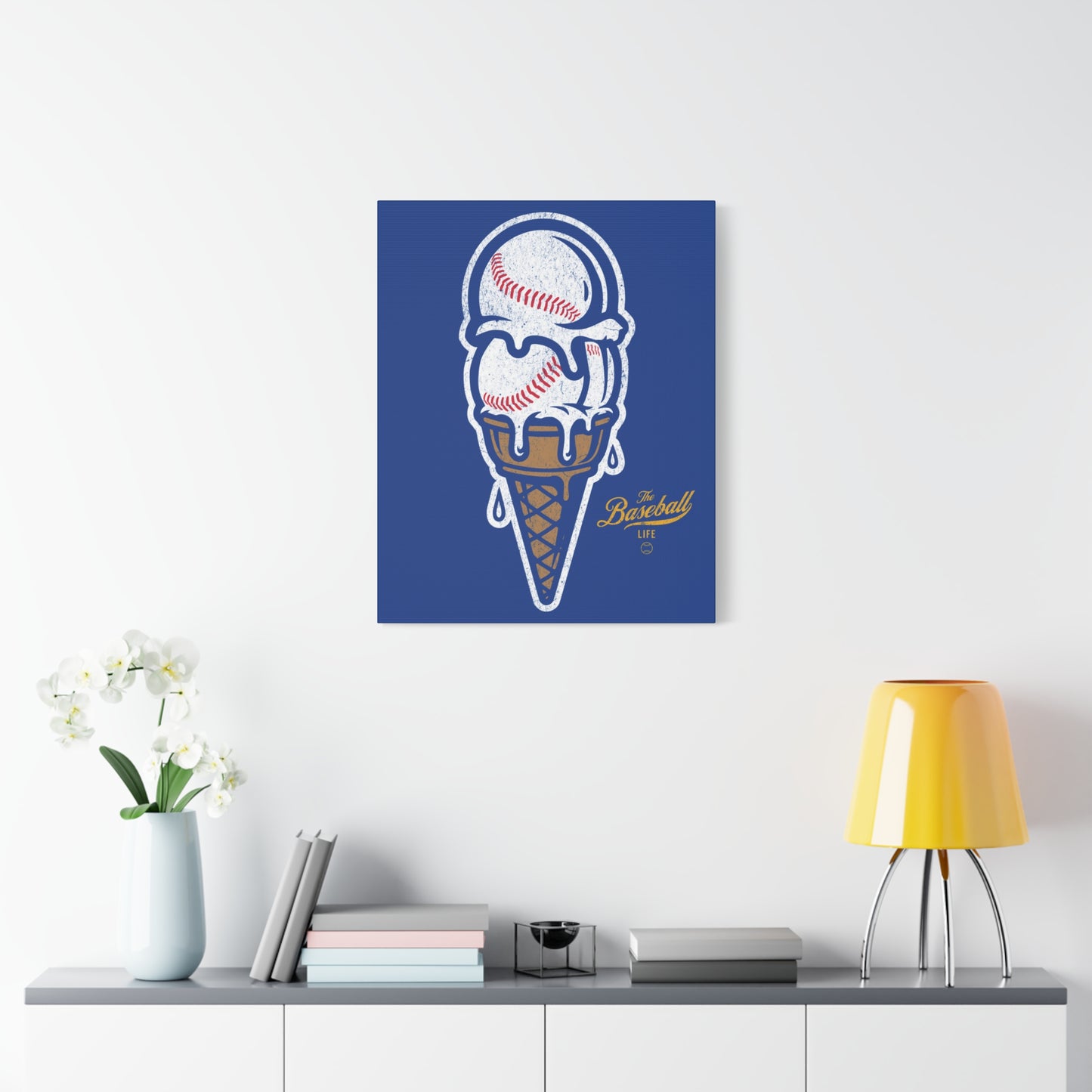 Baseball Ice Cream Cone Wall Art Canvas_Royal Blue