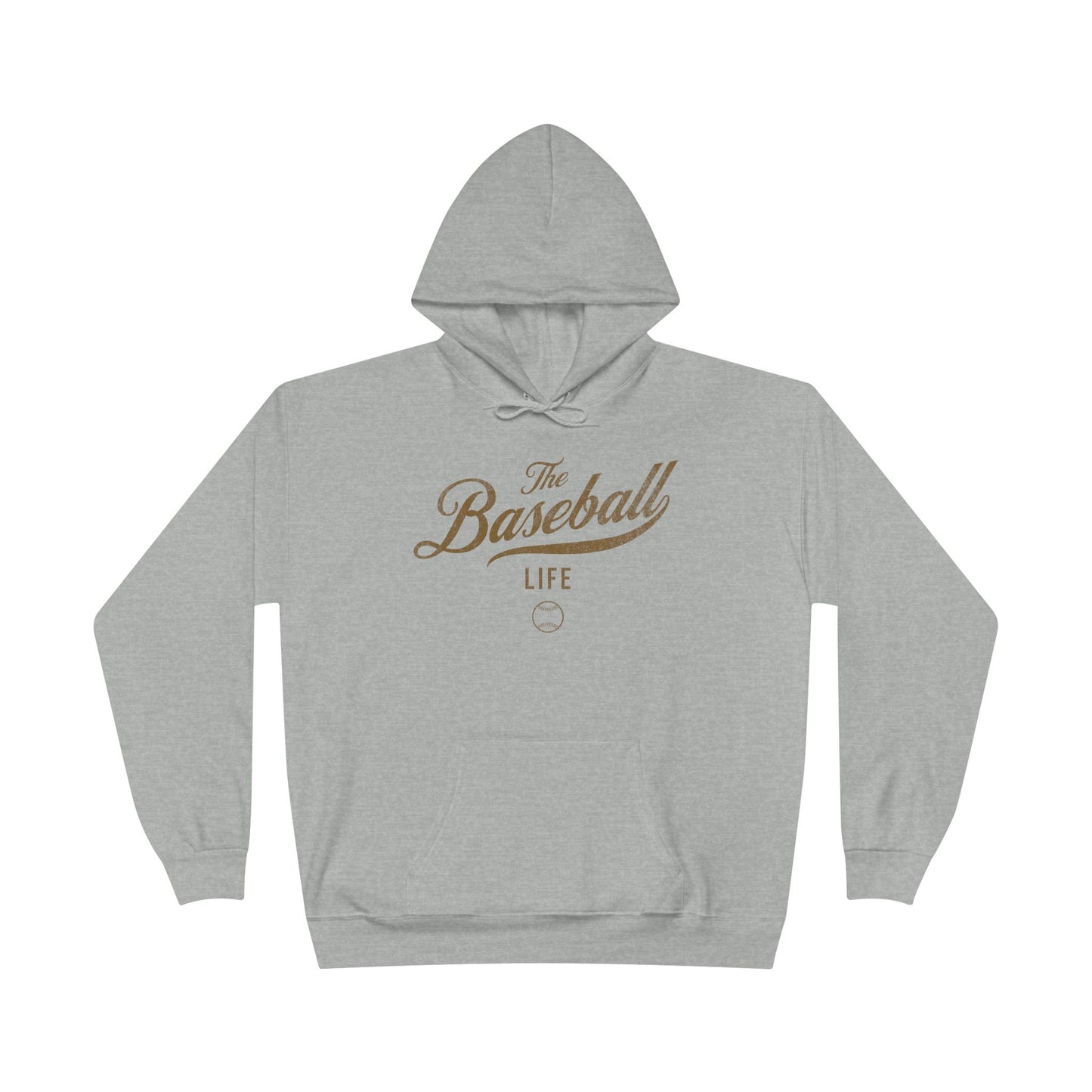 The Baseball Life Hoodie w/Grommets_Old Gold Print