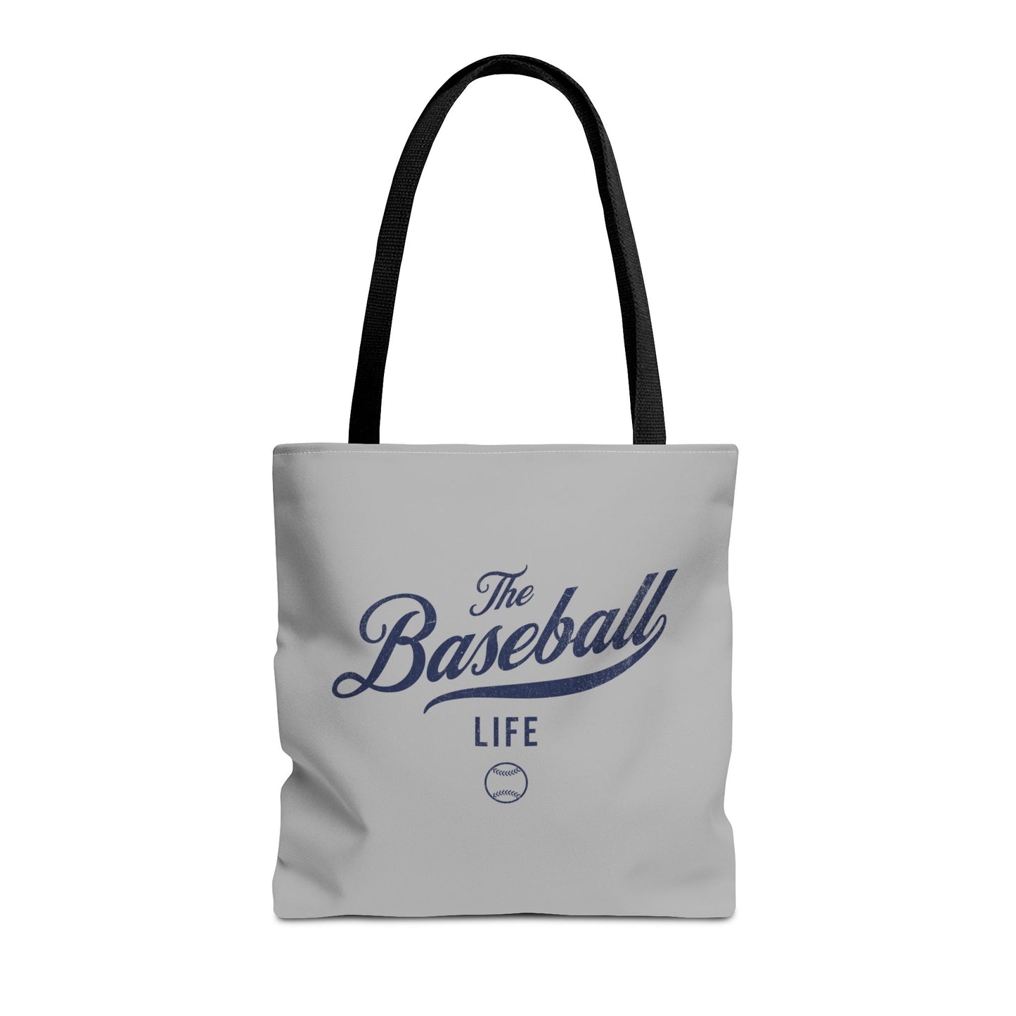 The Baseball Life Tote Bag_Gray w Navy Print