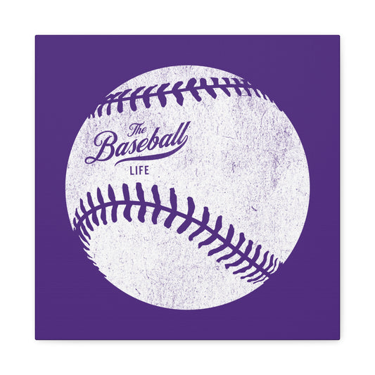 Weathered Baseball Wall Art Canvas_Purple