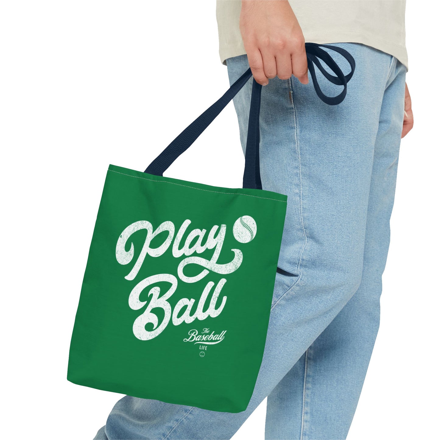 Play Ball Script Tote Bag_Green