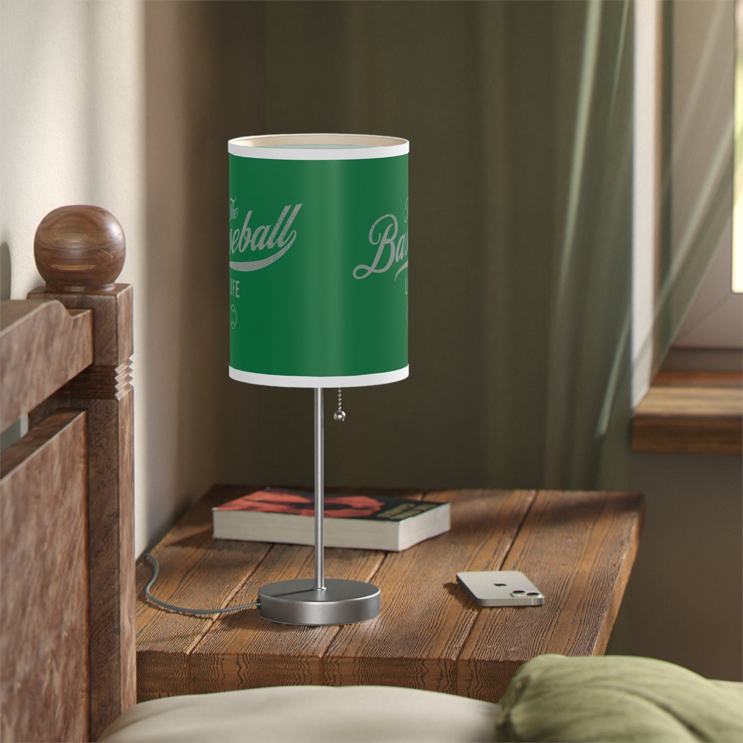 Table Lamp_Green w Silver Gray Print