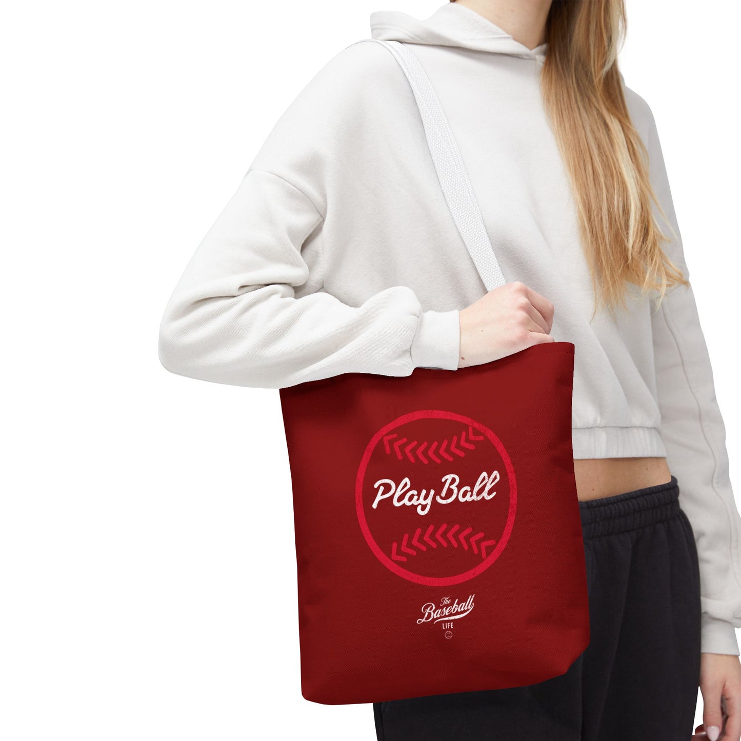 Baseball Icon Play Ball Tote Bag_Maroon