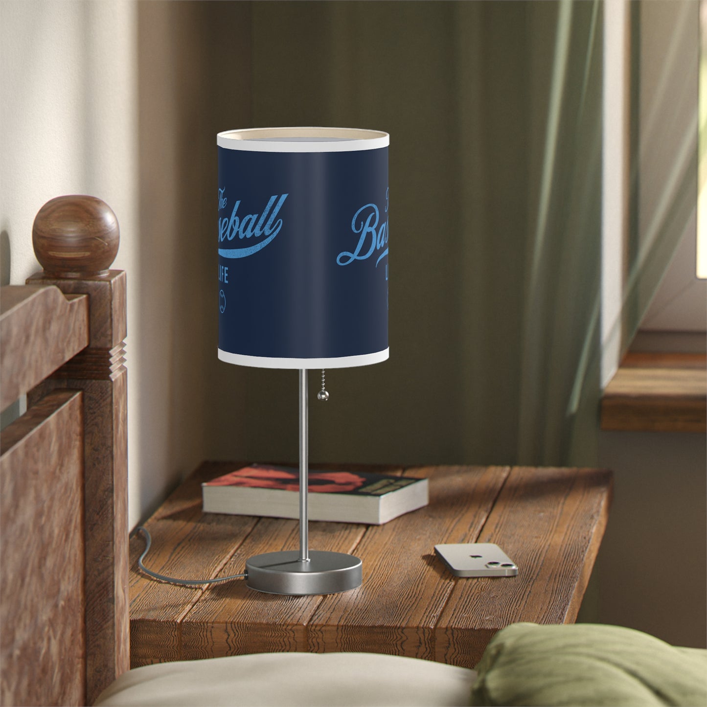 Table Lamp_Navy w Carolina Blue Print