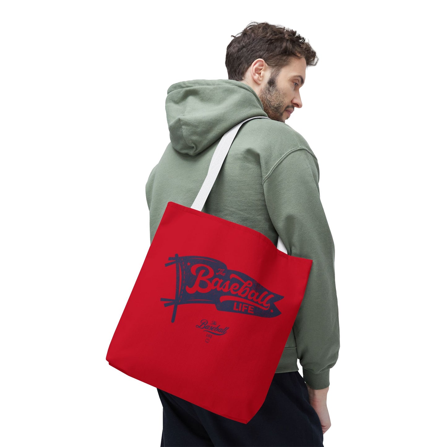 Vintage Pennant Tote Bag_Navy Print on Red