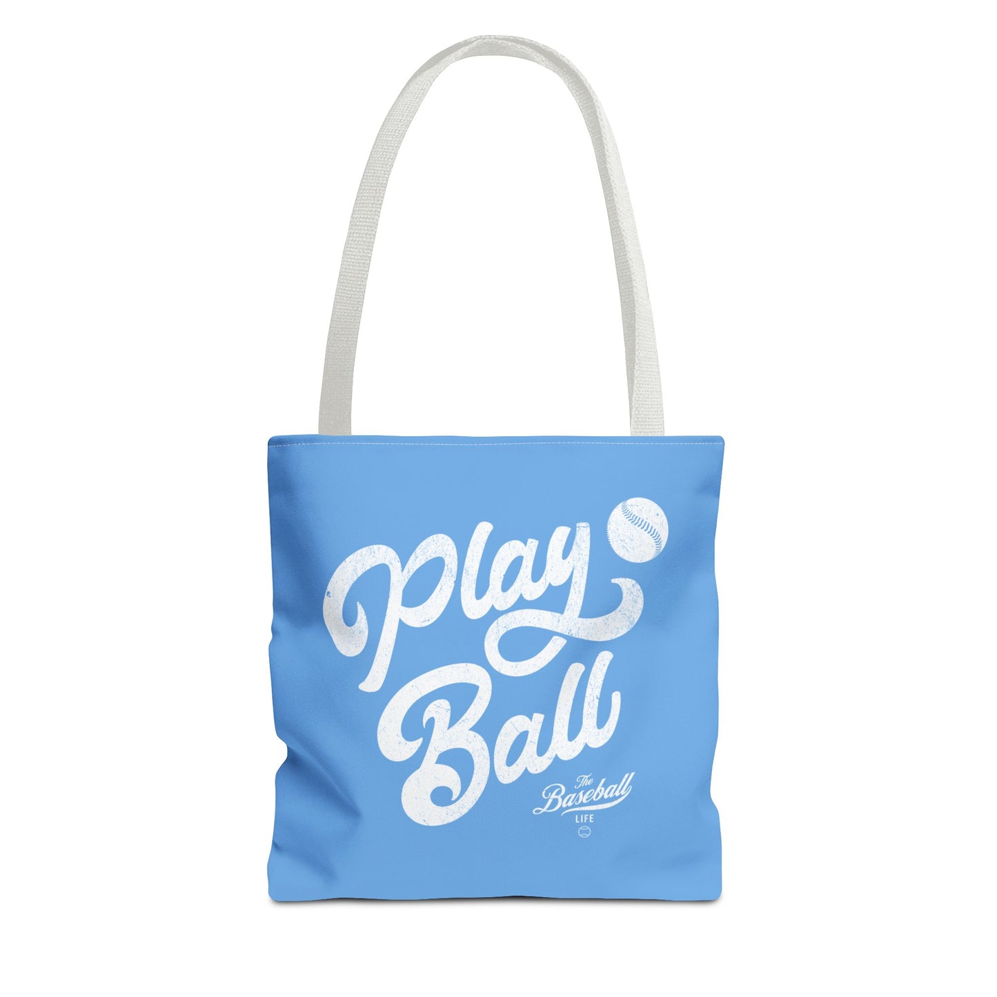 Play Ball Script Tote Bag_Carolina Blue