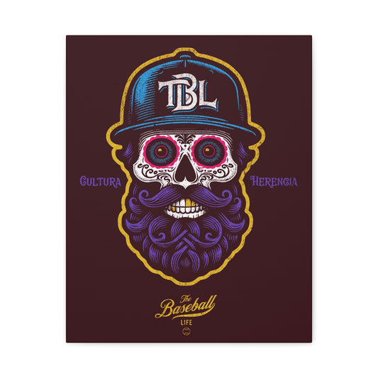 Beisbol Sugar Skull Series_Player 2 Wall Art Canvas_Coffee