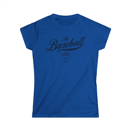 The Baseball Life Classic Script Tee_Women's_Black Print