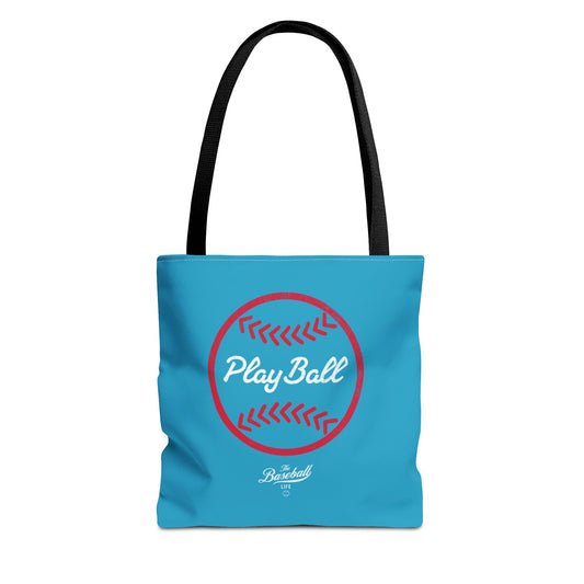 Baseball Icon Play Ball Tote Bag_Turquoise