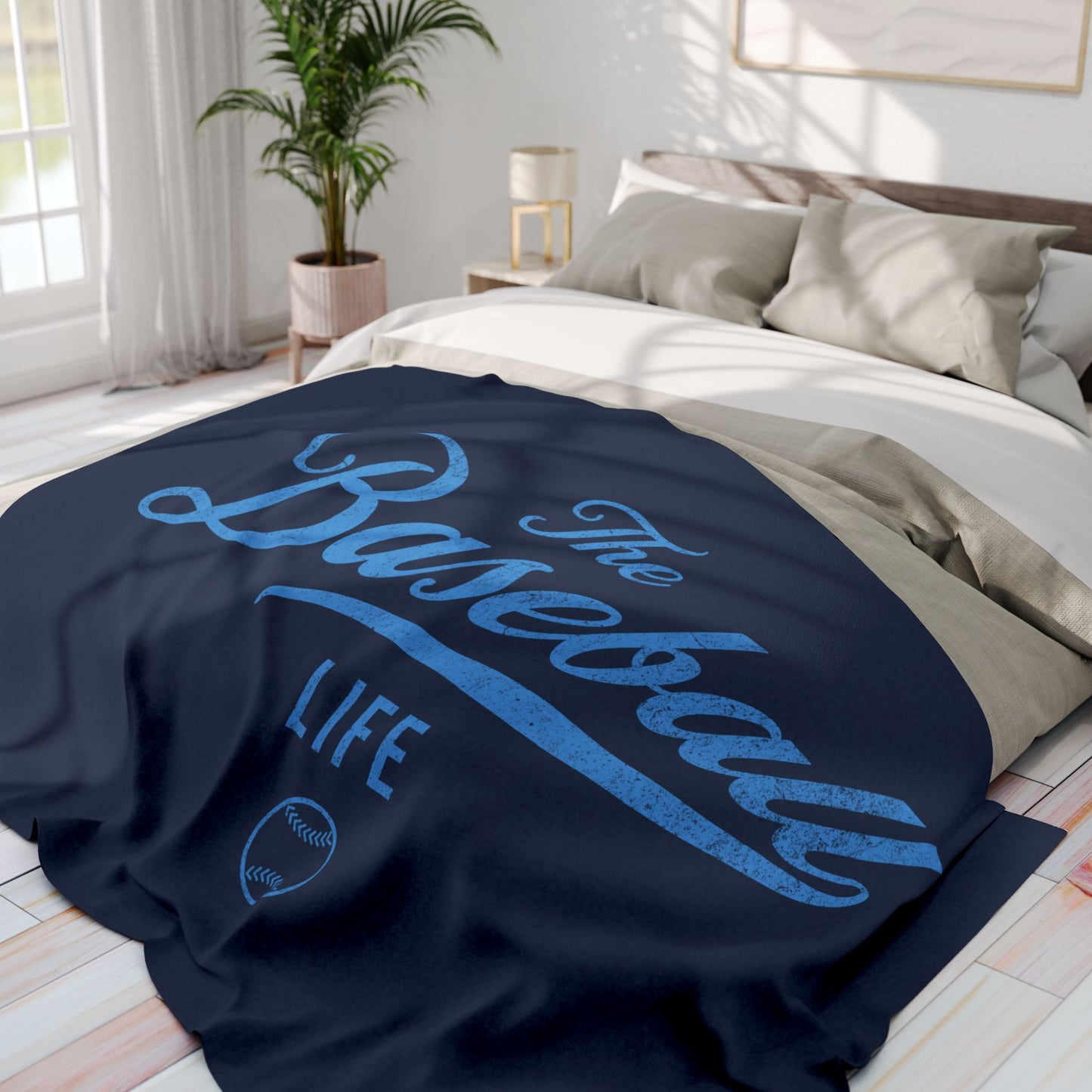 Fleece Blanket_Navy w Carolina Blue Print