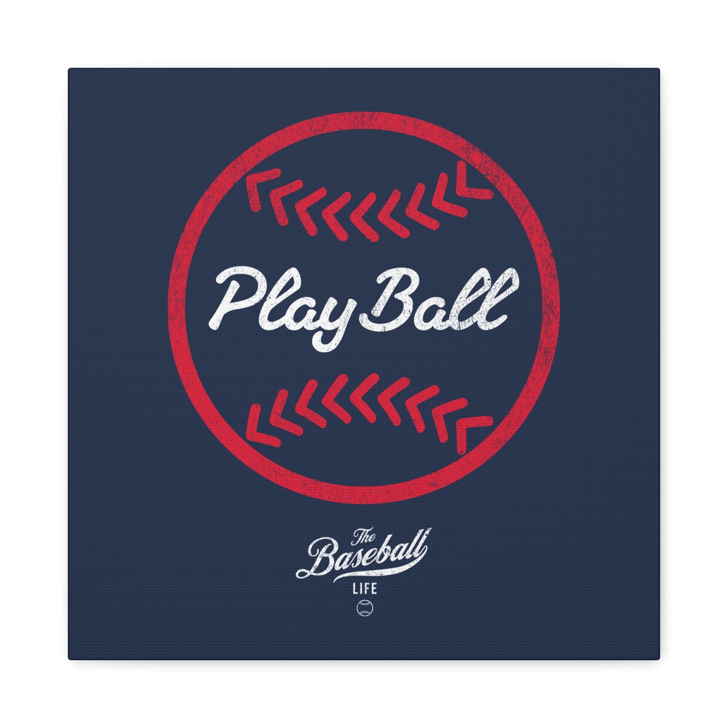 Play Ball Graphic Baseball Wall Art Canvas_Navy