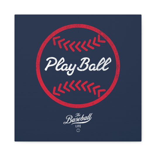 Play Ball Graphic Baseball Wall Art Canvas_Navy