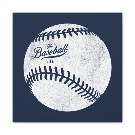 Weathered Baseball Wall Art Canvas_Navy