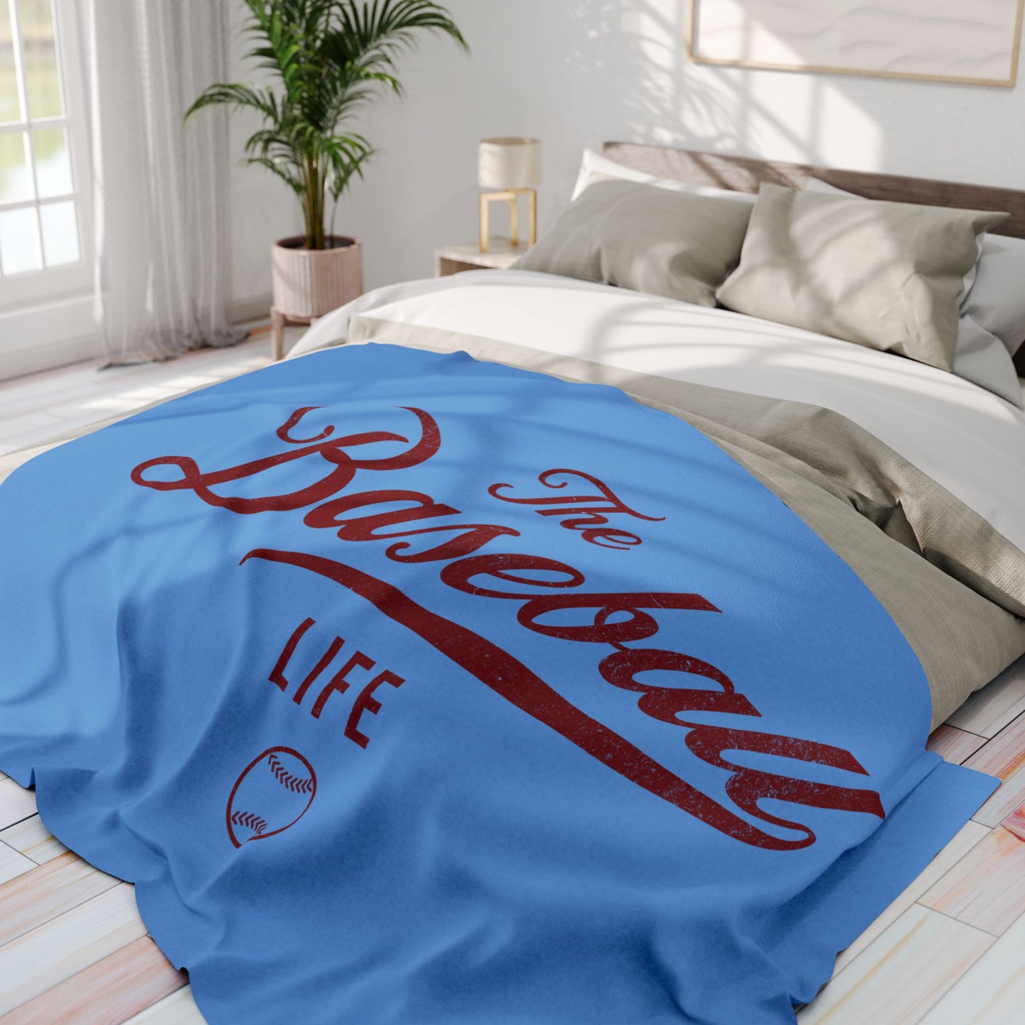 Fleece Blanket_Carolina Blue w Maroon Print