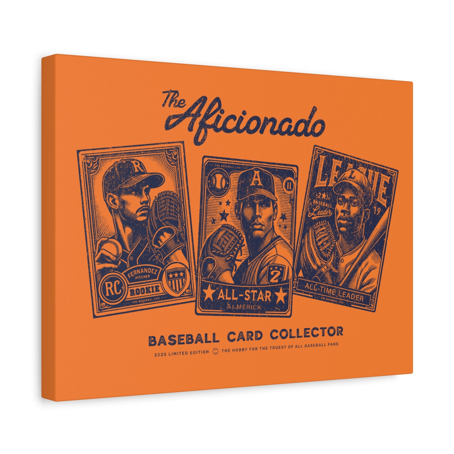 The Aficionado Baseball Card Collector Wall Art Canvas_Orange