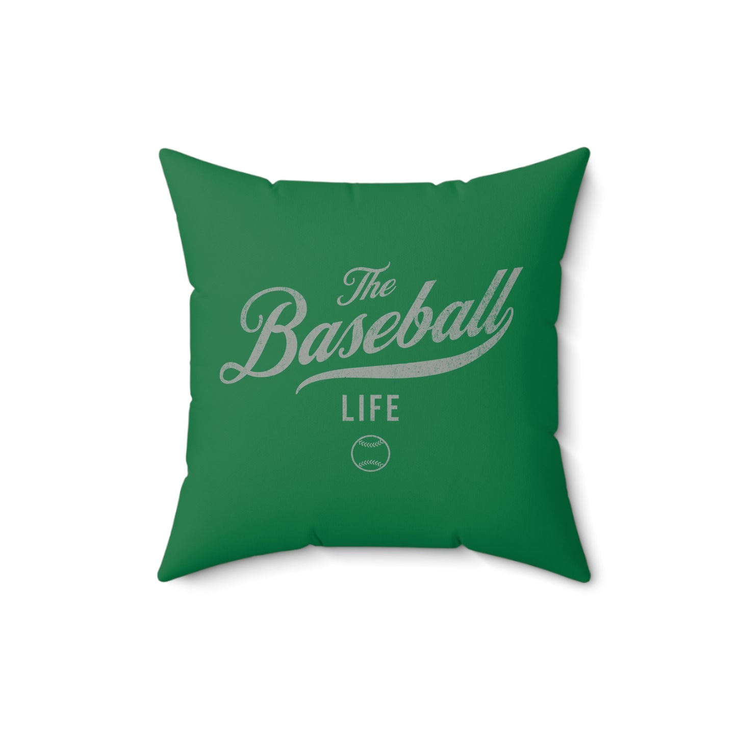 The Baseball Life Accent Pillow_Green w Silver Gray Print