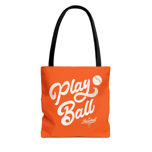 Play Ball Script Tote Bag_Orange