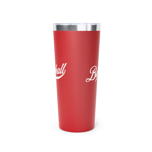The Baseball Life 22oz Insulated Travel Tumbler_Red w White Print