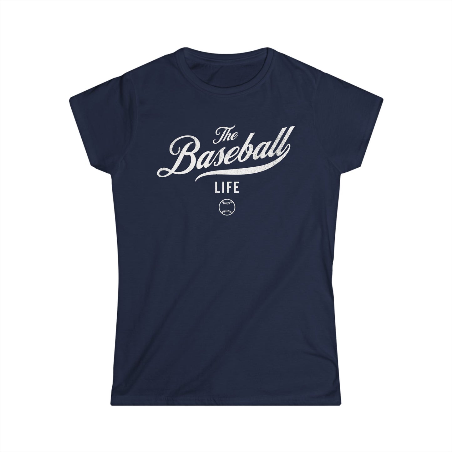 The Baseball Life Classic Script Tee_Women's_White Print