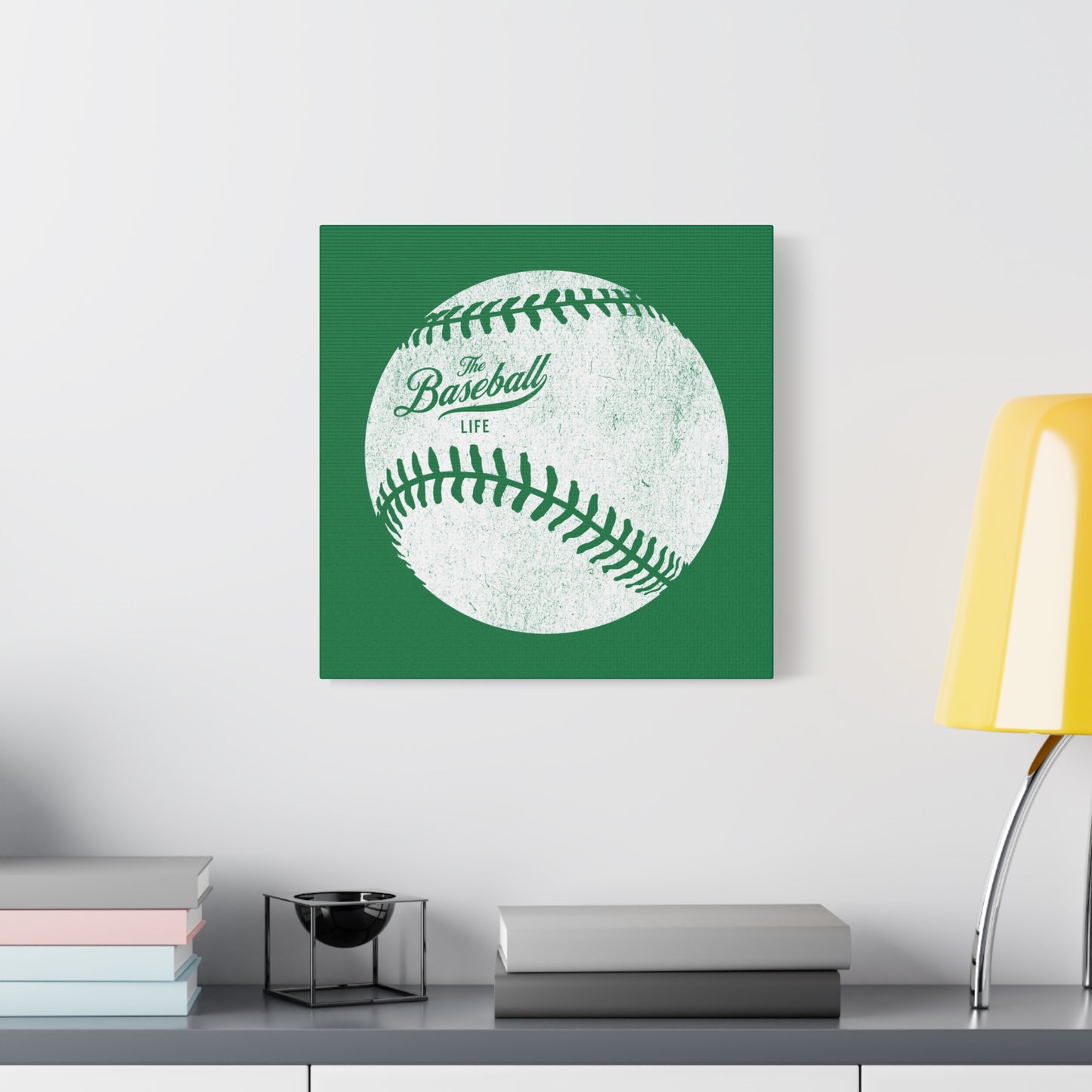 Weathered Baseball Wall Art Canvas_Green