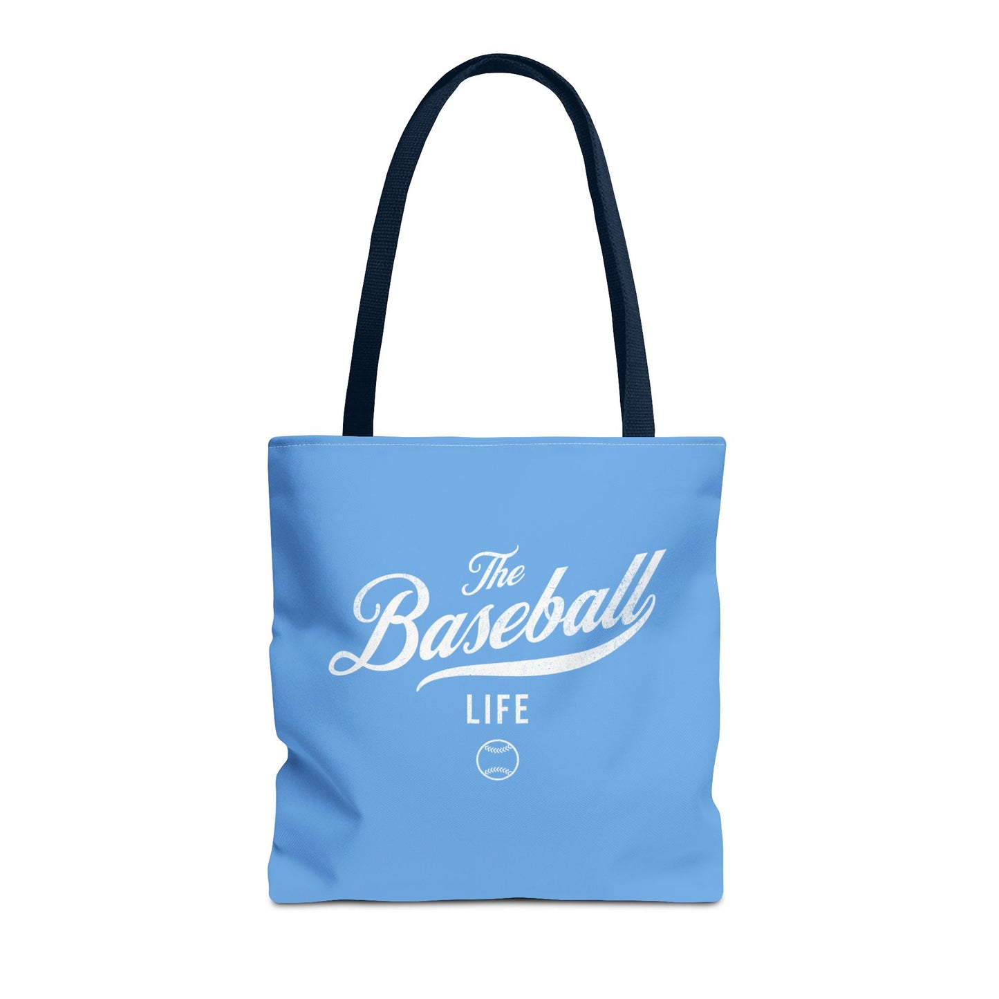 The Baseball Life Tote Bag_Carolina Blue w White Print