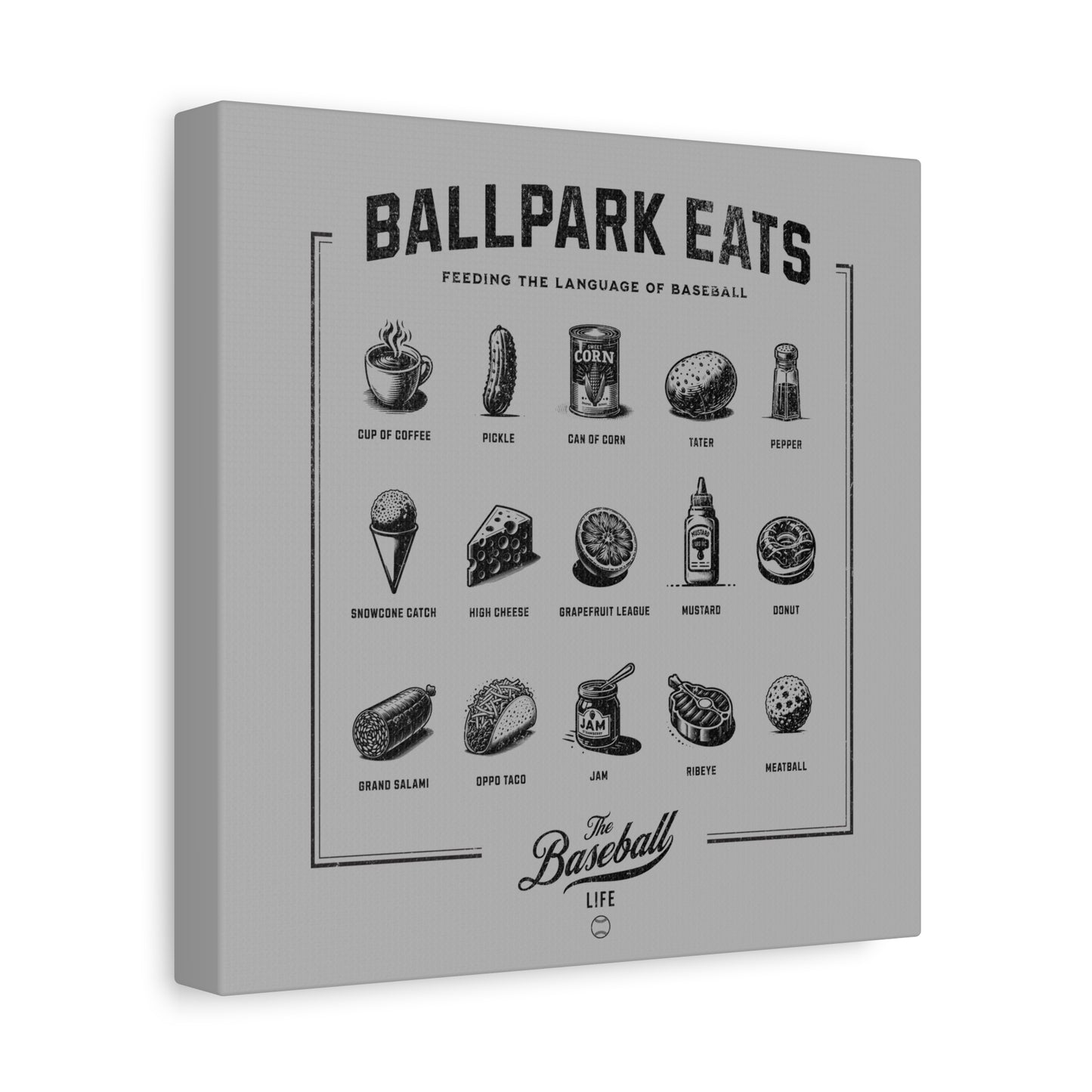 Ballpark Eats_Feeding the Language of Baseball Wall Art Canvas_Silver Gray