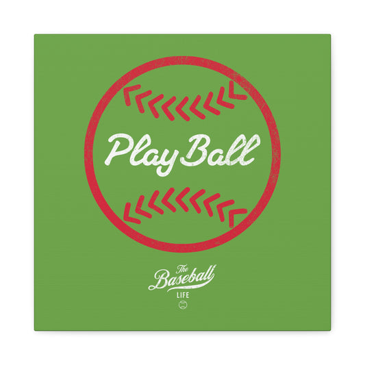 Play Ball Graphic Baseball Wall Art Canvas_Grass Green