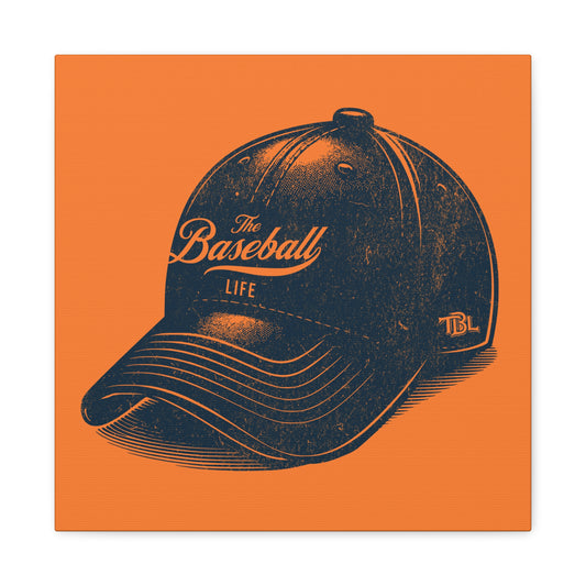 The Baseball Life Ball Cap Wall Art Canvas_Orange