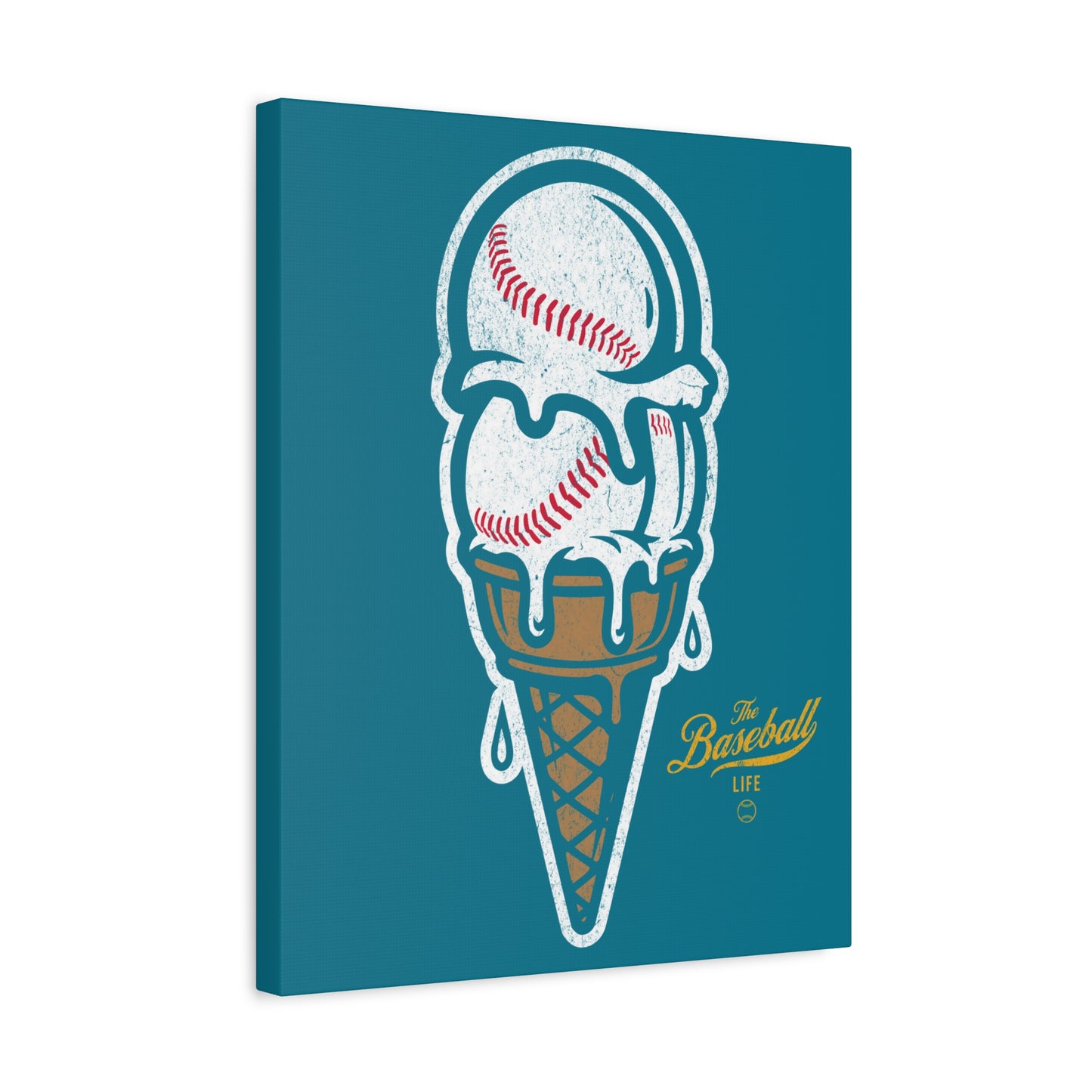 Baseball Ice Cream Cone Wall Art Canvas_Deep Aqua