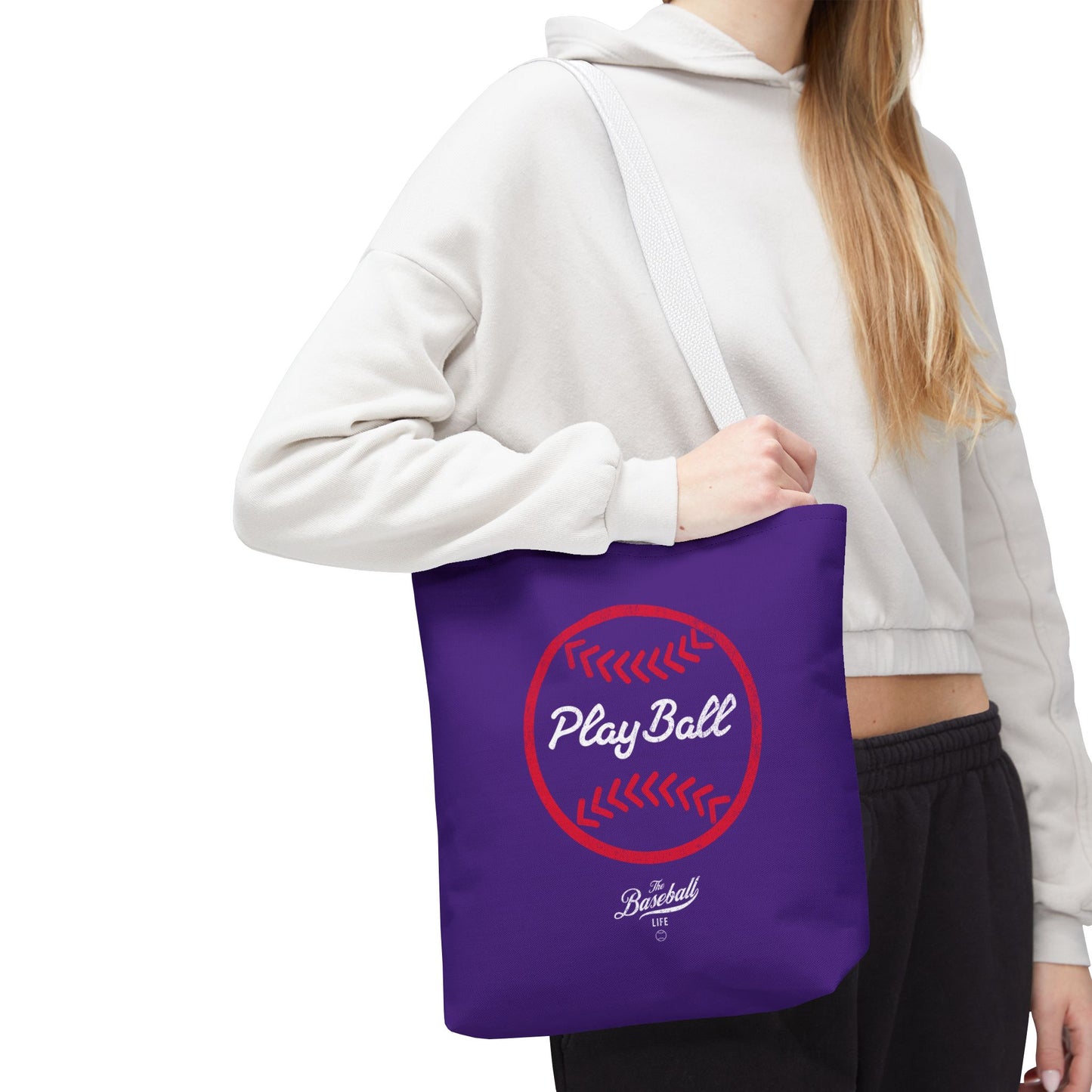 Baseball Icon Play Ball Tote Bag_Purple