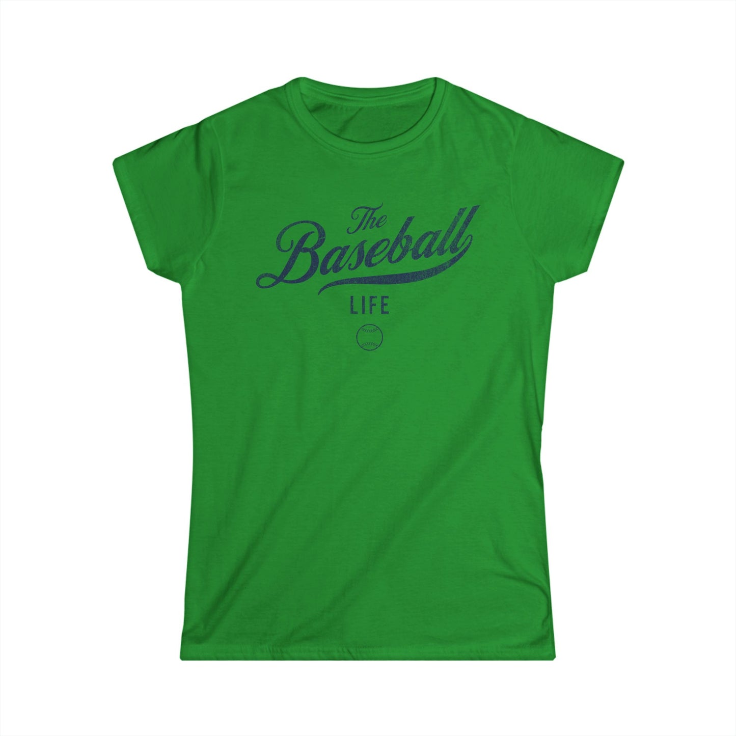 The Baseball Life Classic Script Tee_Women's_Navy Print