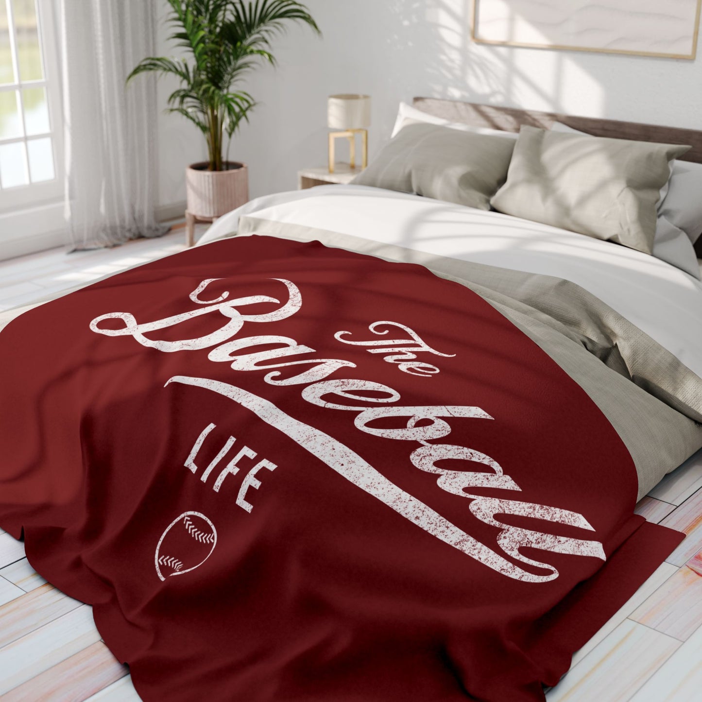 Fleece Blanket_Maroon w White Print