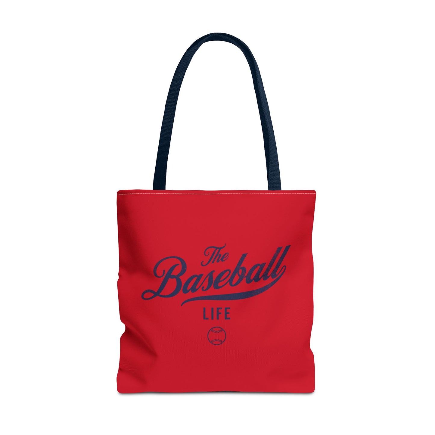 The Baseball Life Tote Bag_Red w Navy Print