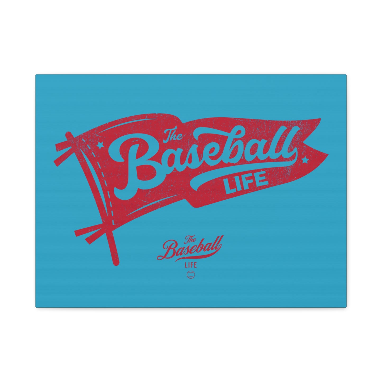Classic Pennant Wall Art Canvas_Red Print on Turquoise