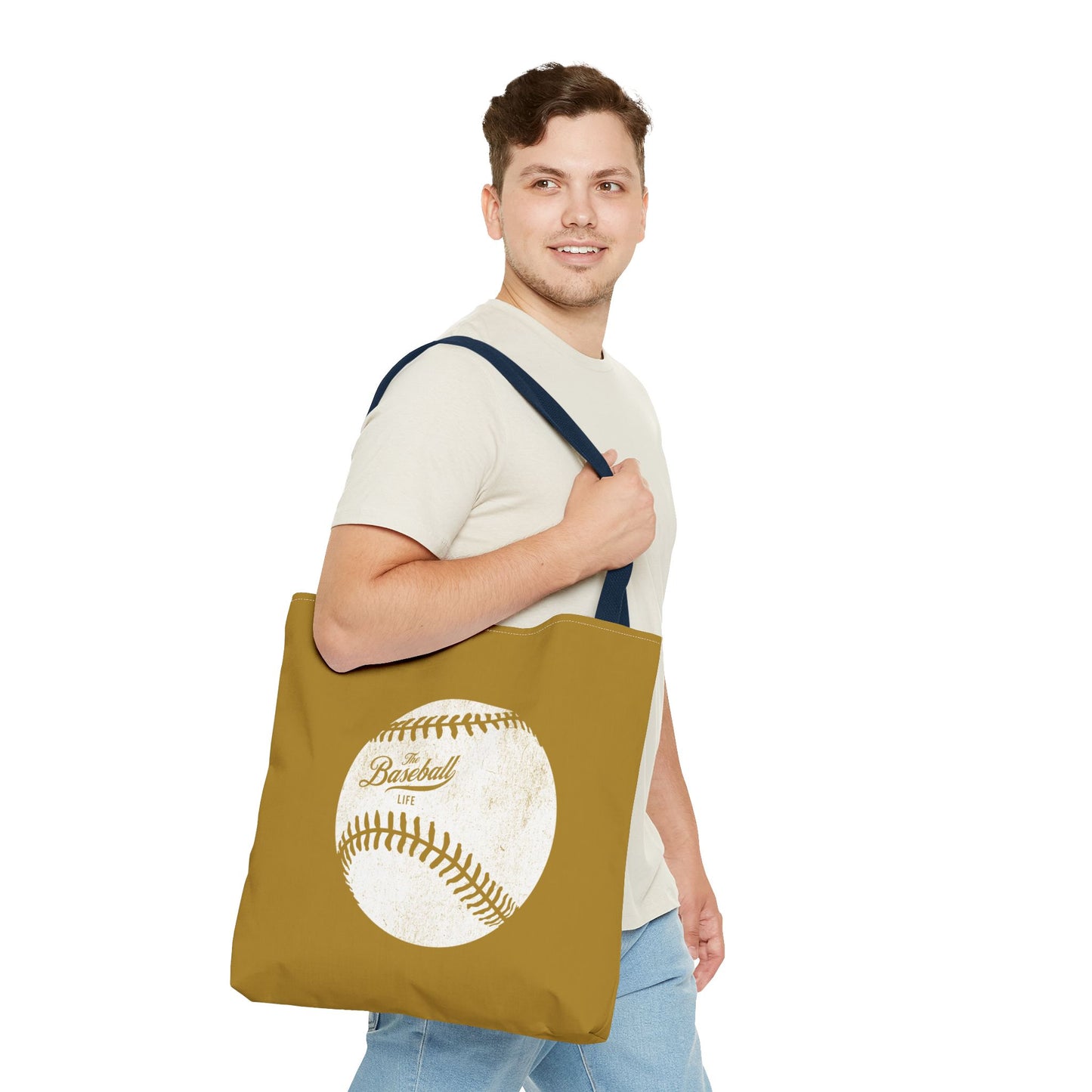 Weathered Baseball Tote Bag_Old Gold