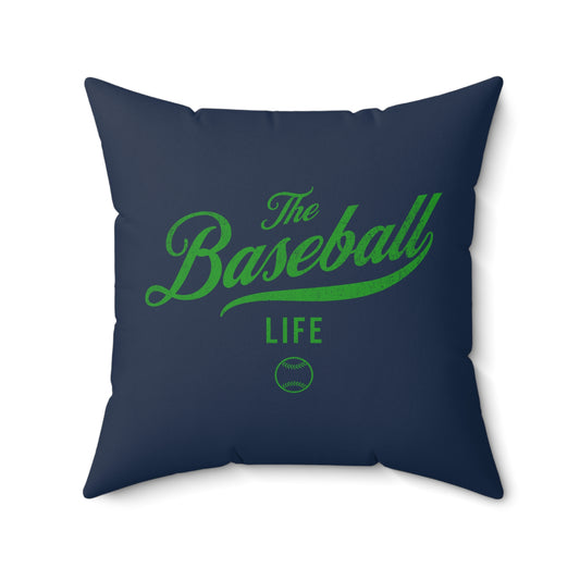 The Baseball Life Accent Pillow_Navy w Green Print