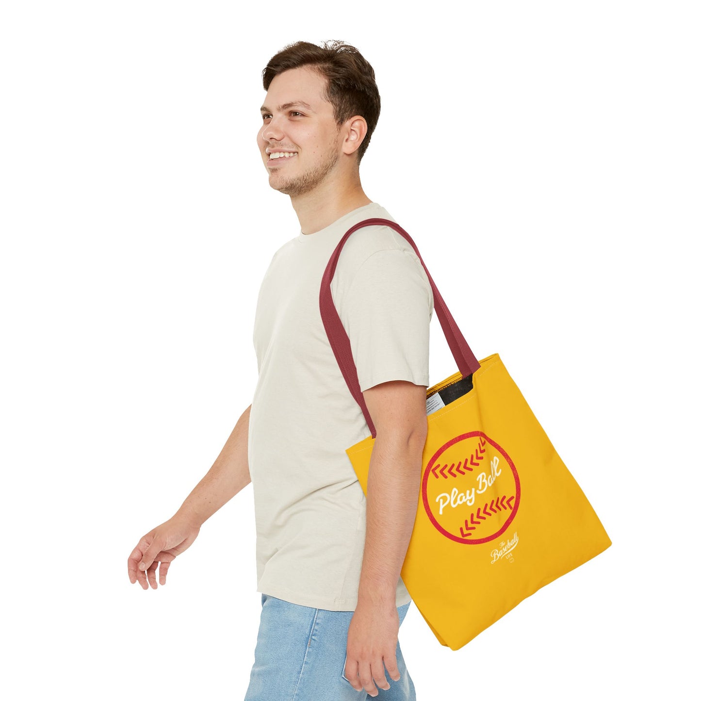 Baseball Icon Play Ball Tote Bag_Yellow Gold