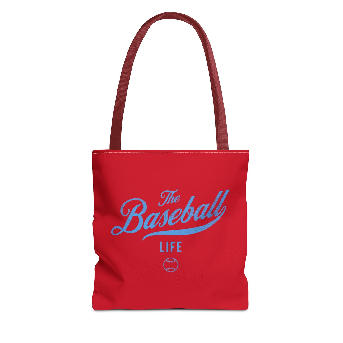 The Baseball Life Tote Bag_Red w Carolina Blue Print