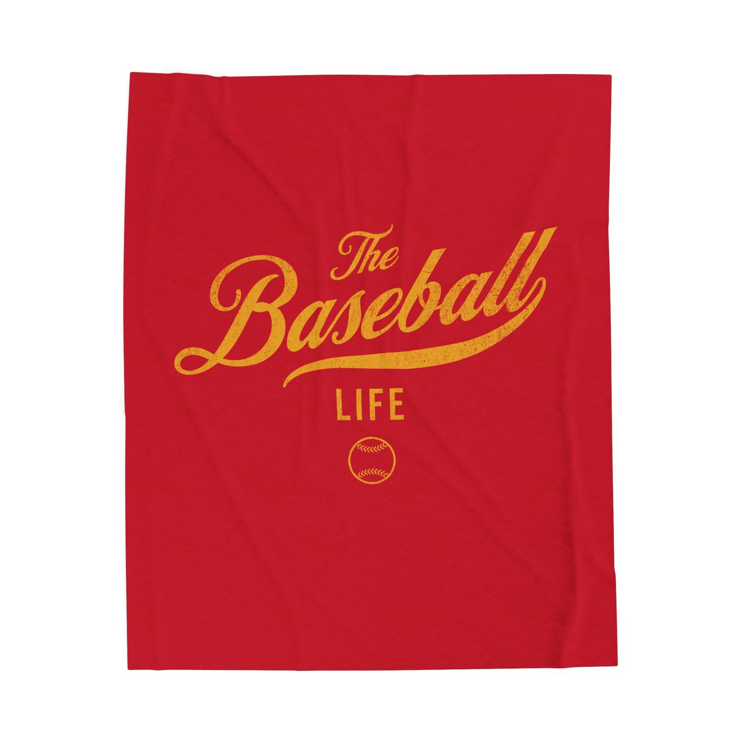 Velveteen Plush Blanket_Red with Yellow Gold Print